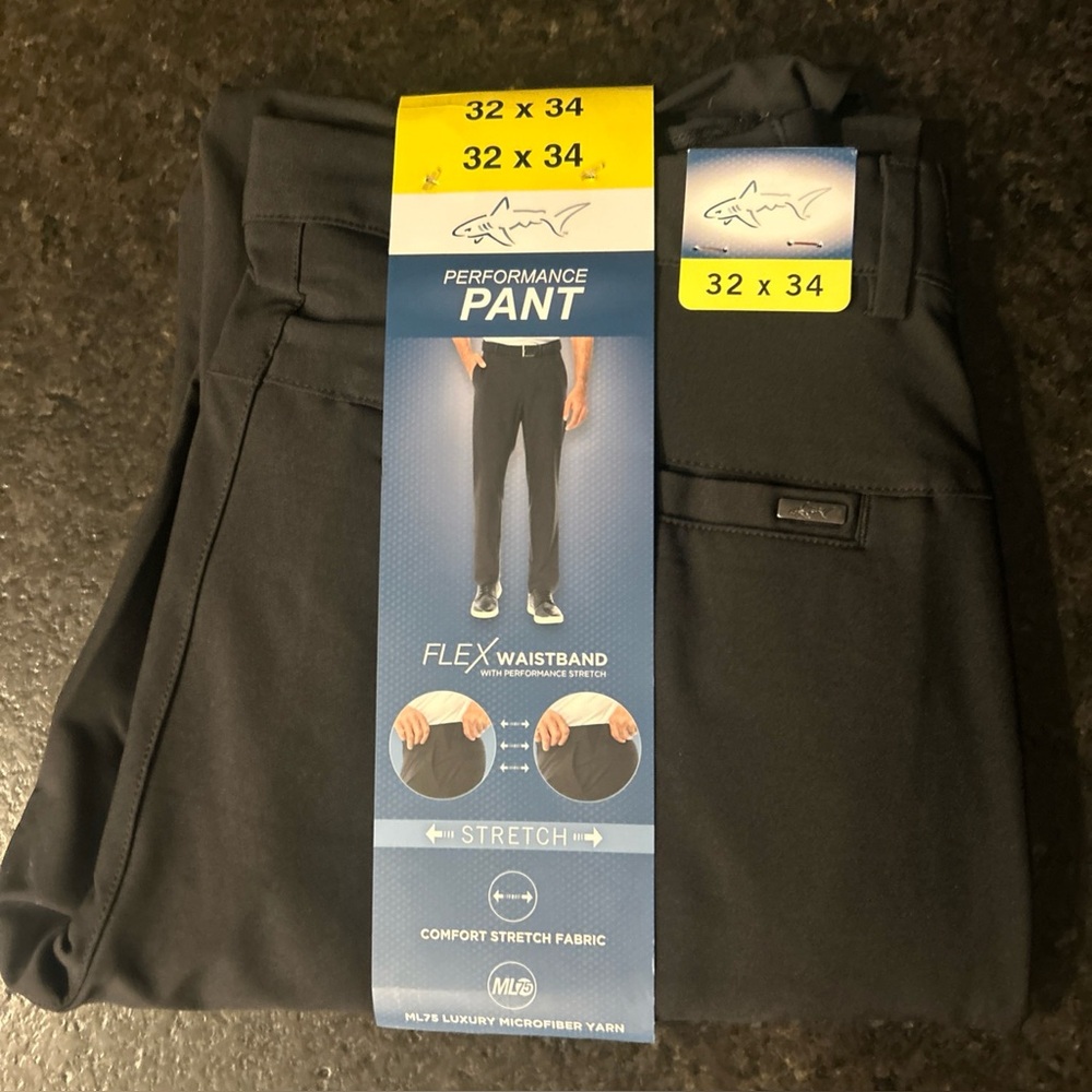 Greg Norman Men’s  Performance Pant ML75 BLACK 32X34 NWT- Comfort Stretch Fabric